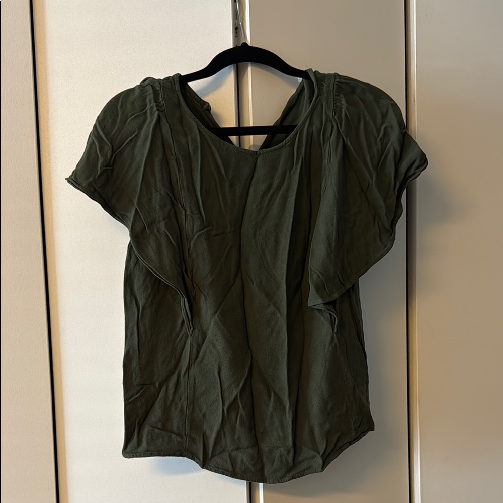 LOFT Green Flutter Sleeve Boxy T-Shirt